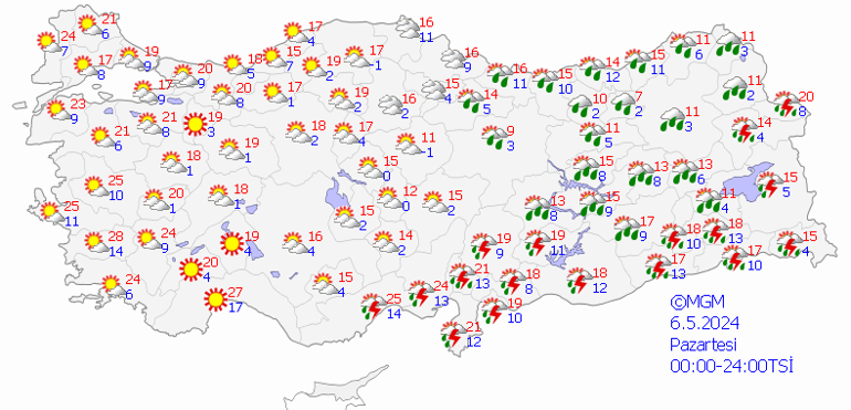 18 ile sağanak uyarısı 6 Mayıs hava durumu: Bugün hava nasıl olacak